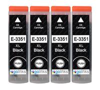 Go Inks 4 cartucce d'inchiostro nero per sostituire Epson T3351 (serie 33XL) compatibili/non-OEM per stampanti Epson Expression Premium, alta capacità (XL), E-T3351-4