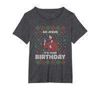 Go Jesus It's Your Birthday Ugly Maglione Stile Natale Maglietta, Donna Plus-Size, Grigio Scuro, 6X