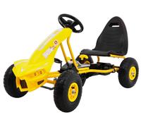 go-kart a pedali Champion giallo per bambini 3+ con ruote pneumatiche, sedile regolabile e freno a mano