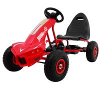 go-kart a pedali champion pro bambini 3+ rosso con ruote gonfiabili e freno a mano