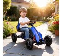 Go Kart a Pedali per Bambini 3-8 Anni con Sedile Regolabile e Ruote in EVA, 100x58x58.5 cm, Blu