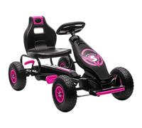 Go Kart a Pedali per Bambini 5-12 Anni 121x58x61 cm in Metallo e PP Rosa e Nero