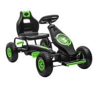 Go Kart a Pedali per Bambini 5-12 Anni 121x58x61 cm in Metallo e PP Verde e Nero