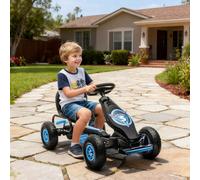 Go Kart a Pedali per Bambini da 5-12 Anni con Sedile Regolabile e Ruote in Gonfiabili, Blu
