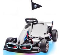 Go-kart elettrico 24 V 9 Ah con sedile regolabile, Drift Kart per bambini dai 6 ai 12 anni, 2 motori da 200 W, modalità Drift e 2 velocità, licenza BMW (bianco)
