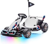Go Kart Elettrico per Bambini 24V con Licenza Ufficiale BMW Sedile Regolabile 2 Motori 200W Drift Kart 6-12 Anni Luci LED 2 Velocità Modalità Drift (Bianco)