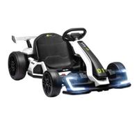 Go Kart Elettrico per Bambini 6-12 Anni 24V 12km/h con Seggiolino Regolabile, Bianco