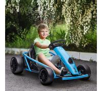 Go-Kart Elettrico per Bambini 8-12 Anni con Schienale Alto e Cintura di Sicurezza, 115x77x54 cm, Blu e Nero