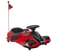 Go Kart Elettrico per Bambini 8-12 Anni Velocità 3-8 km/h per Drifting con Luci e Musica, Rosso