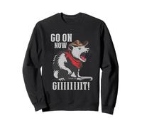 Go On Now Git Vintage Cowboy Opossum Western Divertente Detto Felpa