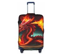 Go Out Travel - Copertura per valigia da viaggio, design unico personalizzato, regalo ideale per viaggi d'affari Dragon King in Fire, bianco, L