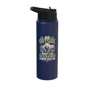 Go Outside Bear Divertente Escursionismo Campeggio Grizzly Stainless Steel Insulated Water Bottle