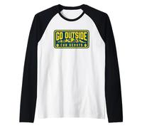 Go Outside! Cub Scouts Mountains Scouting Hiking Maglia con Maniche Raglan