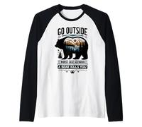 Go Outside Worst Case Bear Attack Funny Shirt Maglia con Maniche Raglan