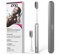 Go Plus Sonic Spazzolino da denti Pop Sonic con custodia per il trasporto - Lo spazzolino sonico perfetto | Ogni volta - Argento