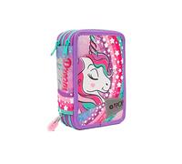 Go Pop - Astuccio a 3 Scomparti Unicorn - Contiene 18 Matite Colorate, 18 Pennarelli e altri Pratici Oggetti per la Scuola,13 l x 19,5 h x 6,5 p
