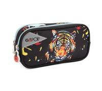 GO POP - Astuccio Bustina 2 Zip Modello Tiger Beats, Con Tirazip Personalizzato E Due Capienti Tasche Per Pastelli E Pennarelli, Dimensioni 22X6X14