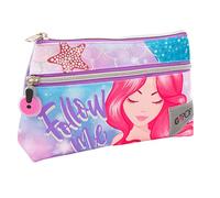 GO POP - Astuccio con 2 Tasche Mermaid - Bustina per la Scuola per Cancelleria, Con Comoda Tasca Frontale, 22 l x 14 h x 6 p cm