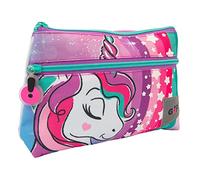 GO POP - Astuccio con 2 Tasche Unicorn - Bustina per la Scuola per Cancelleria, Con Comoda Tasca Frontale, 22 l x 14 h x 6 p cm