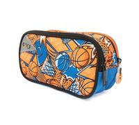 Go Pop - Astuccio Slam Dunk, Bustina 2 Zip Con Tirazip e Fantasia Dinosauro, Due Capienti Tasche Per Pastelli E Pennarelli, Dimensioni 22X6X14