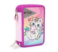 GO POP - Astuccio Triplo Scuola Meowcorn Con 3 Zip E 3 Scomparti, Contiene 18 Matite Colorate, 18 Pennarelli e altri Pratici Oggetti per la Scuola,13 l x 19,5 h x 6,5 p, 2 Grafiche Non Selezionabili