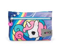 GO POP Maxi Bustina Unicorn 2 Zip, Astuccio Piccolo Unicorno Con Tirazip E Due Capienti Tasche Portapenne Bambina Per Elementari e Medie