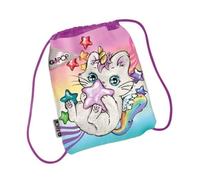 Go Pop- Sacca Zaino Meowcorn In Poliestere, Chiusura Con Cordino Da 8 mm E Spallacci In Maxi Corda Da 1 Cm, Zaino Sport E Tempo Libero