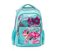 Go Pop - Zaino Modello Turtle Bloom, 3 Scomparti,Tasche Interne E Laterali Porta Borraccia, Schienale E Spallacci Imbottiti, Con Fascia Personalizzata E Pop Up, Lt 24, Dim 32x44x19,Scuola Elementare