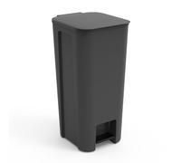 Go Practic Pattumiera a pedale 40 l, colore grigio, pattumiera a pedale con pedale e coperchio, pattumiera per carta, plastica, vetro, cestino della spazzatura da cucina, riciclaggio