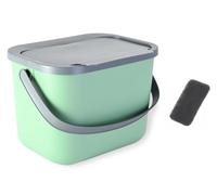 Go Practic Pattumiera biologica da cucina 6 l, bidone per compost da cucina, verde/grigio con coperchio, organico per rifiuti di frutta e verdura, contenitore per rifiuti organici per separazione