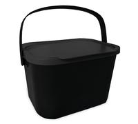 Go Practic Pattumiera biologica da cucina 6 l, secchio per compost da cucina, colore nero con coperchio, organico per rifiuti di frutta e verdura, contenitore per rifiuti organici per separazione
