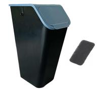 Go Practic Pattumiera con filtro a carbone, 1 x 35 l, blu con coperchio, senza maniglia, sistema di raccolta differenziata dei rifiuti in cucina, sistema di rifiuti con funzione click, cestino per la