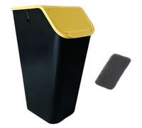 Go Practic Pattumiera con filtro a carbone, 1 x 35 l, colore giallo, con coperchio, senza manico, impilabile, sistema di raccolta differenziata dei rifiuti in cucina, sistema di rifiuti con funzione