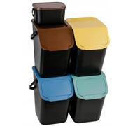 Go Practic Pattumiera da Cucina, Organici Bidone Compostaggio, Raccolta Differenziata Cucina, Set da 5 pezzi 25L, Secchiello Domestico,Cestino Per Rifiuti, Secchio per Immondizia, Casa Contenitori