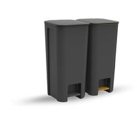 Go Practic Pattumiera Differenziata Con Pedale Coperchio 2 Scomparti 40 l Pattumiera Cucina Bagno Ufficio In Plastica Nero Grafite