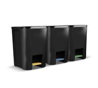 Go Practic Pattumiera Differenziata Con Pedale Coperchio 3 Scomparti 25 l Pattumiera Cucina Bagno Ufficio In Plastica Nero Grafite