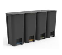 Go Practic Pattumiera Differenziata Con Pedale Coperchio 4 Scomparti 40 l Pattumiera Cucina Bagno Ufficio In Plastica Nero Grafite