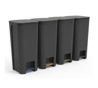 Go Practic Pattumiera Differenziata Con Pedale Coperchio 4 Scomparti 40 l Pattumiera Cucina Bagno Ufficio In Plastica Nero Grafite