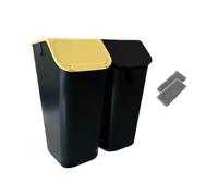 Go Practic Set di 2 bidoni della spazzatura da cucina, 2 bidoni della spazzatura da 35 l con coperchio e 2 confezioni di filtri ai carboni biologici impilabili con funzione CLICK, + Filtri