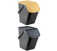 Go Practic Set di 2 bidoni impilabili,Sistema di raccolta dei rifiuti per la raccolta dei rifiuti in cucina,Cestino per rifiuti,Sistema di raccolta dei rifiuti 2x25 l