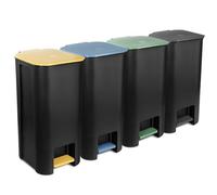 Go Practic Set di Pattumiere a Pedale 4x 40L, Giallo, Verde, Blau, Nero, Chiusura Soft, Pattumiera da Cucina per Carta, Vetro, Plastica e Rifiuti Organici, Per il Riciclo
