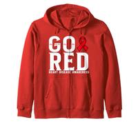 Go Red Heart Disease Awareness Warrior Heart Awareness CHD Felpa con Cappuccio