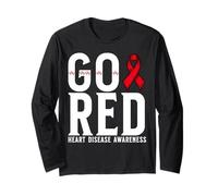 Go Red Heart Disease Awareness Warrior Heart Awareness CHD Maglia a Manica