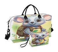 Go School Koala Borsone da viaggio con borsa da toilette e tracolla regolabile per viaggi, palestra, yoga, weekend, Multicolore, Taglia unica, Beauty case