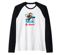 Go Shark con Funny Monkey Maglia con Maniche Raglan