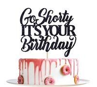 Go Shorty It's Your Birthday Cake Topper, divertente decorazione per torta di buon compleanno, tema rap decorazioni per feste di compleanno, glitter nero
