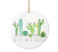 Go Sit On A Cactus Stampa Regali di Natale Collaboratore Per Amici Famiglia Circolare Ceramica Natale Appeso Ornamenti Per La Decorazione Dell'albero