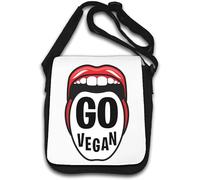 Go Vegan Red Lips - Borsa a tracolla con lingua, colore: Bianco