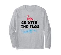 Go with The Flow Pink Flamingo Beach Vacation Summer Vibes Maglia a Manica