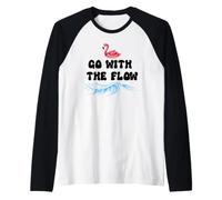 Go with The Flow Pink Flamingo Beach Vacation Summer Vibes Maglia con Maniche Raglan